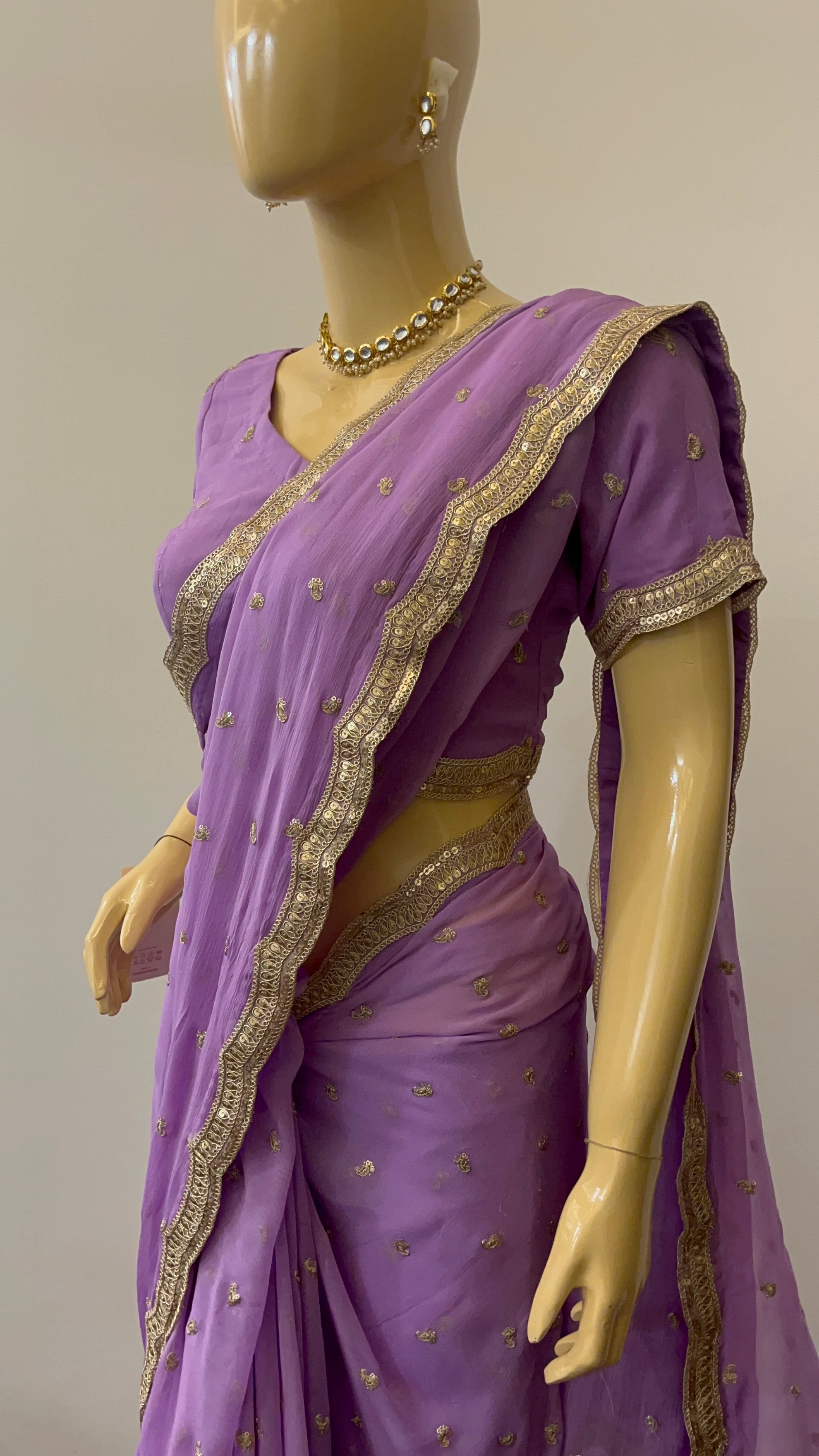 Lavender Net Saree