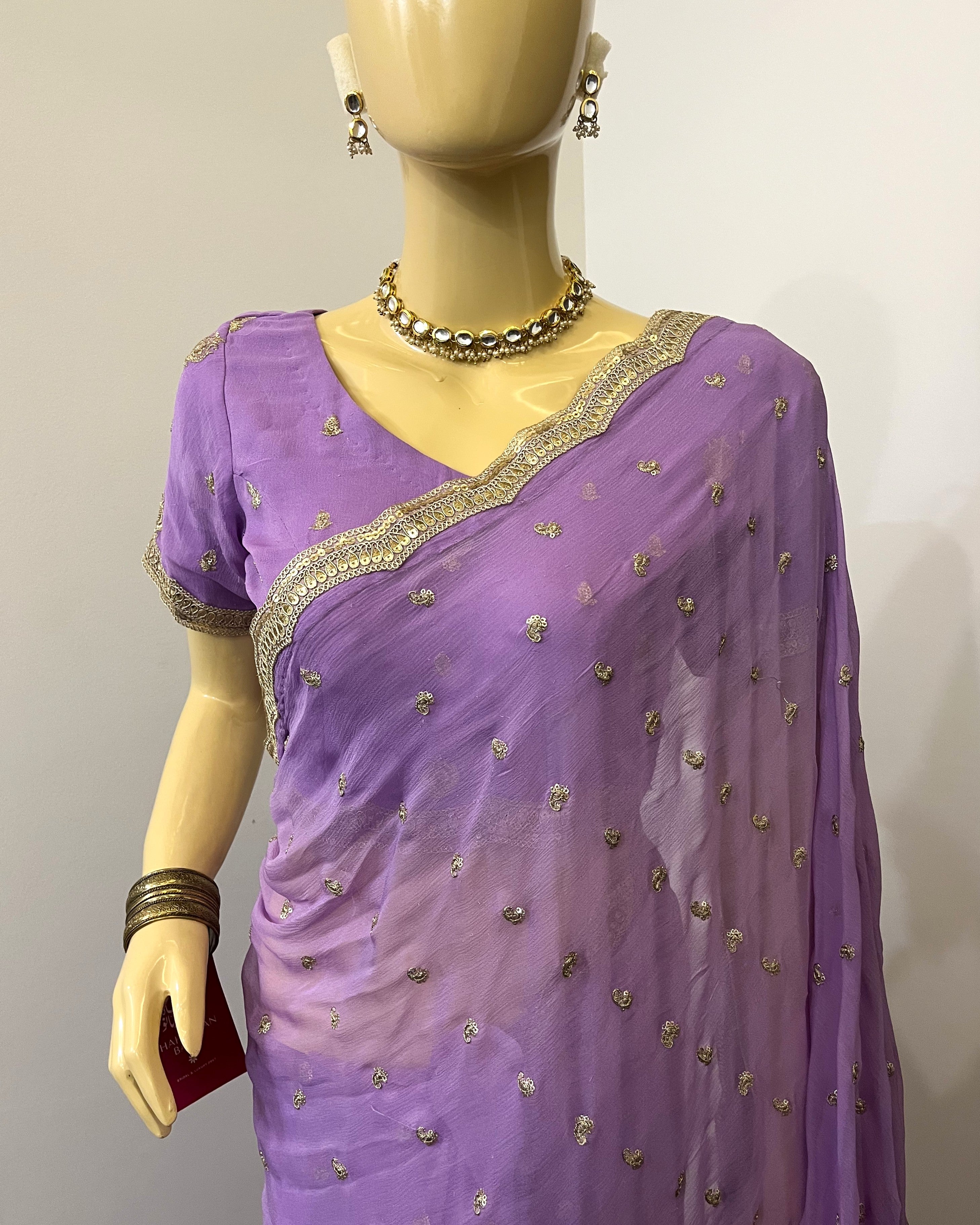 Lavender Net Saree