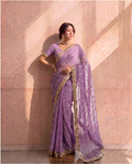 Lavender Net Saree