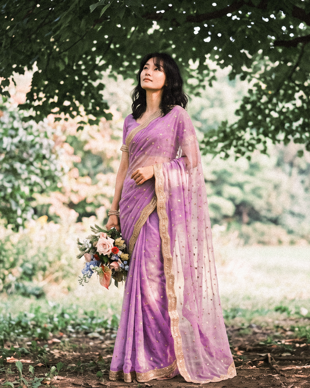 Lilac Saree